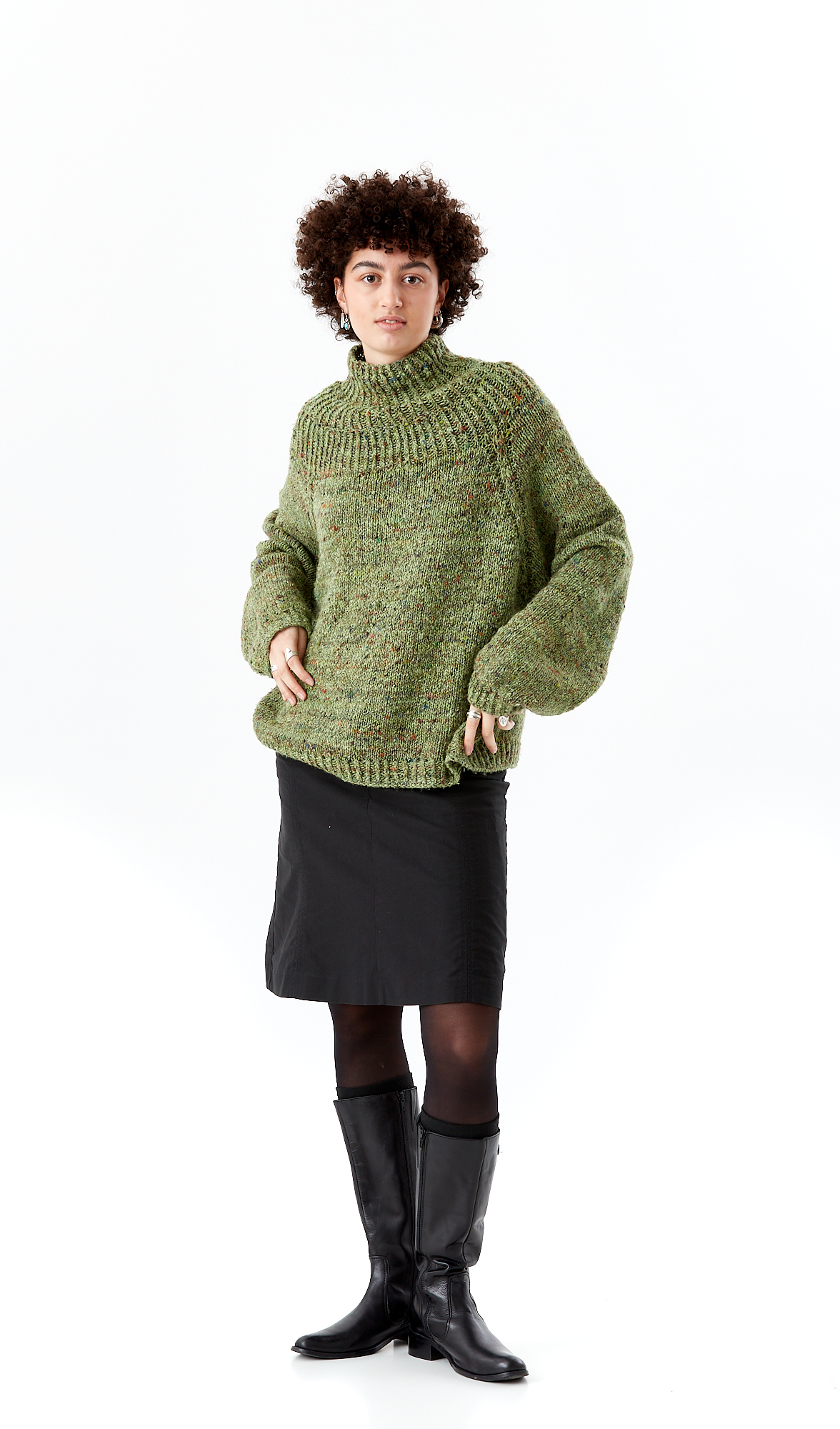 FEMERNBÆLT SWEATER med Høj Hals